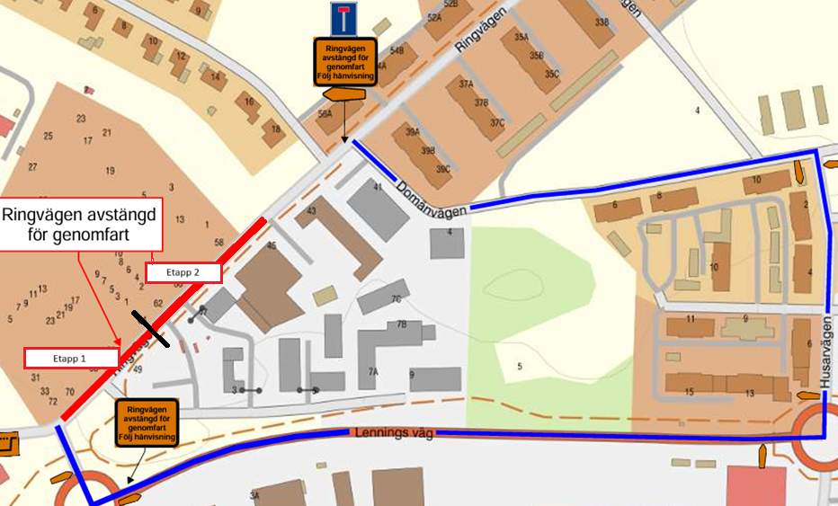 karta över omledning start v.33