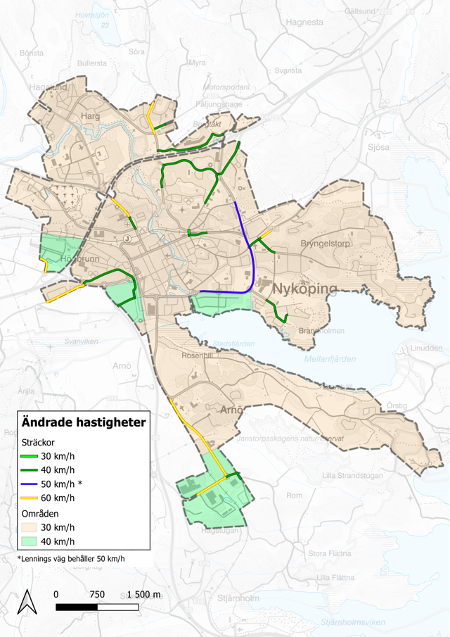 karta över hastighetsförändringar