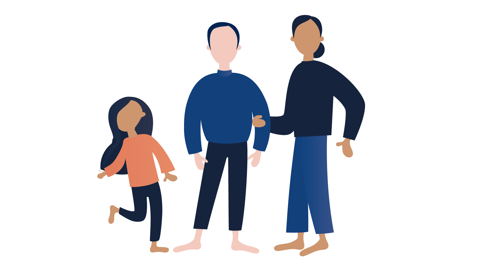 Illustration av två föräldrar och ett barn
