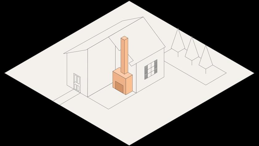 Illustration på eldstad