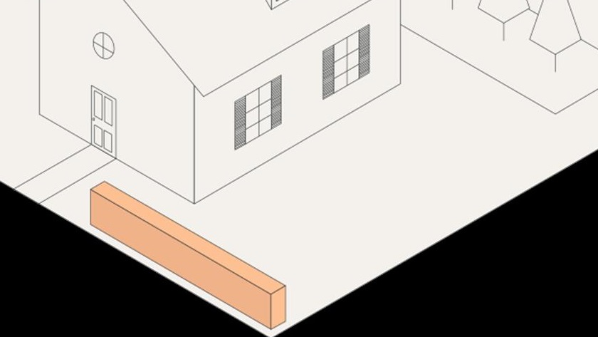Illustration på hus med mur Illustration på hus med mur