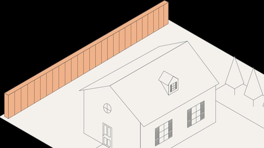 Illustration på hus med plank