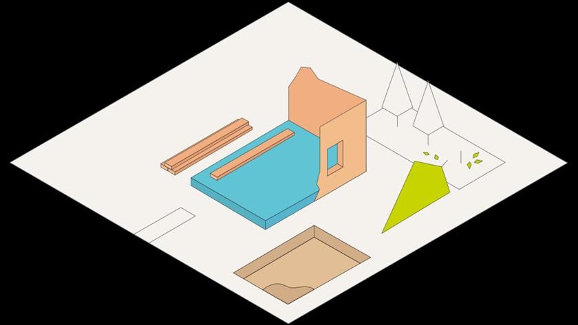 Illustration på rivet hus