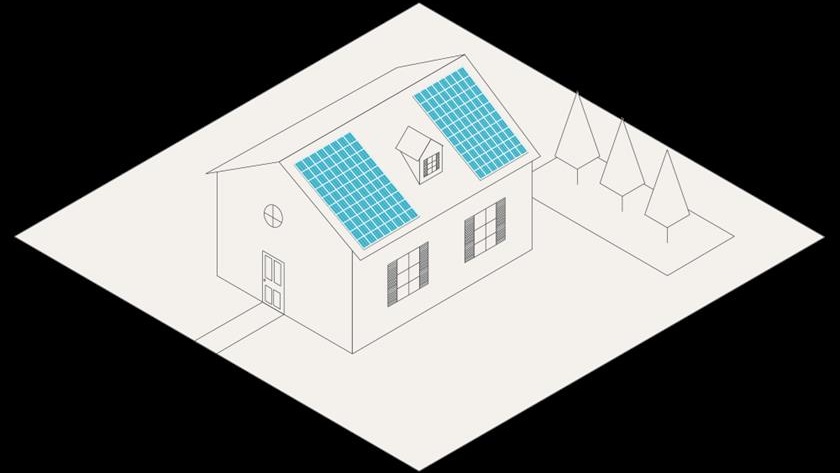 Illustration på hus med solpaneler