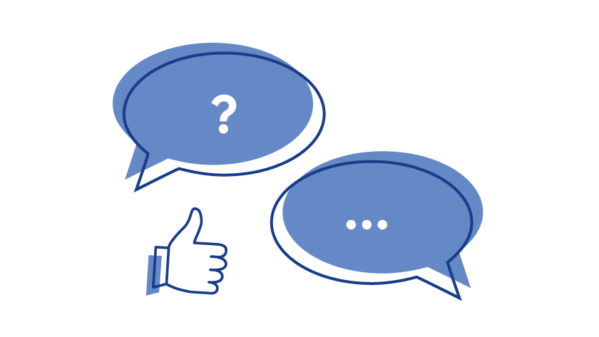 Illustration på pratbubblor och tummen upp