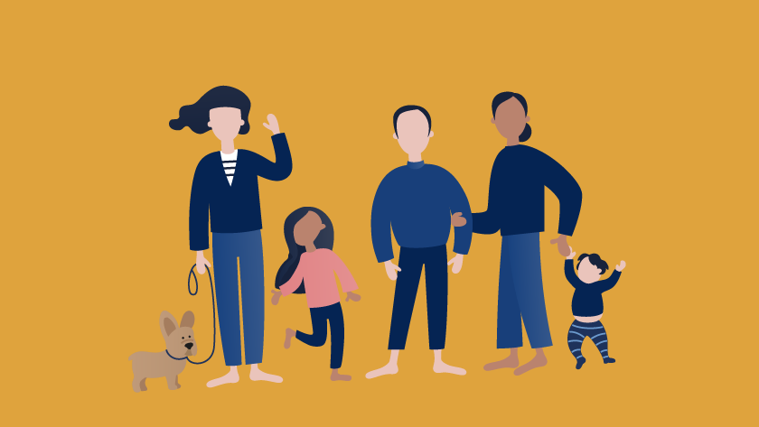 illustration med personer i olika åldrar som står i rad