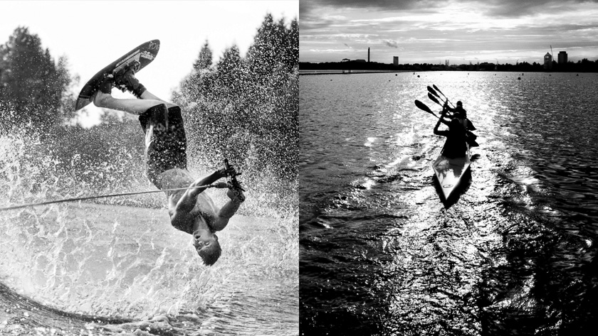 Svartvit bild vid havet i Nyköping. Alla modeller kommer från Nyköping.